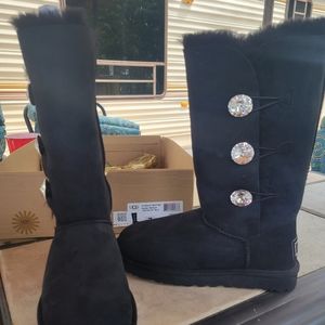 Ugg Bailey Button Bling Triplet 1007252 Black NWT size 7